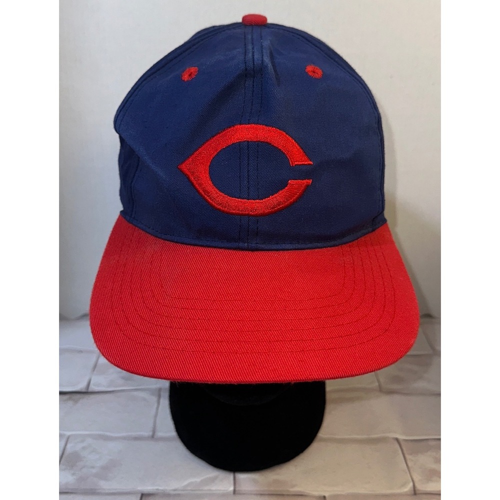 Vintage SportsChannel Chicago Cubs Snapback Hat Navy Blue Red Embroidered